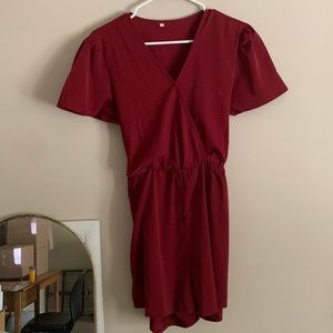 Maroon Romper W/ Pockets